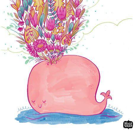 Prints - Flower Whale Wall Art