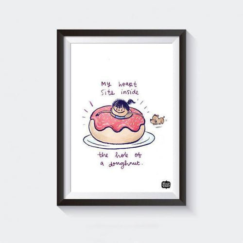 Prints - Girl In A Doughnut Wall Art