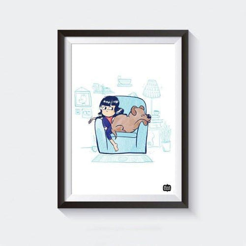 Prints - Girl On The Couch Wall Art