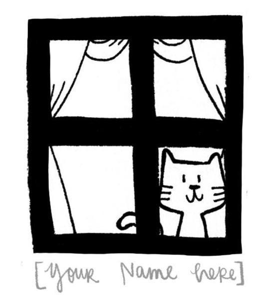Window cat Name Custom Stamp