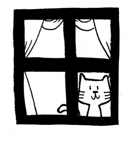 Window cat stamp